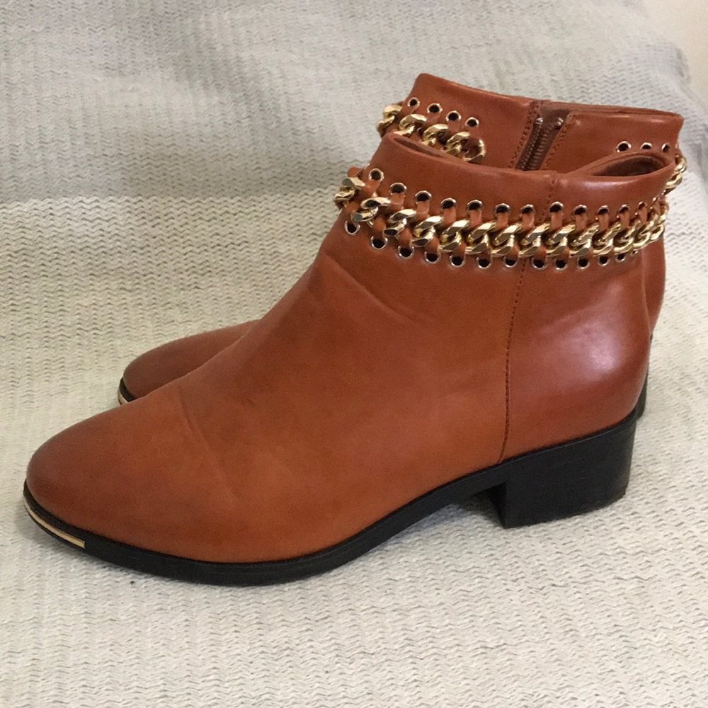 Nasty Gal Gold Chain Heeled Booties